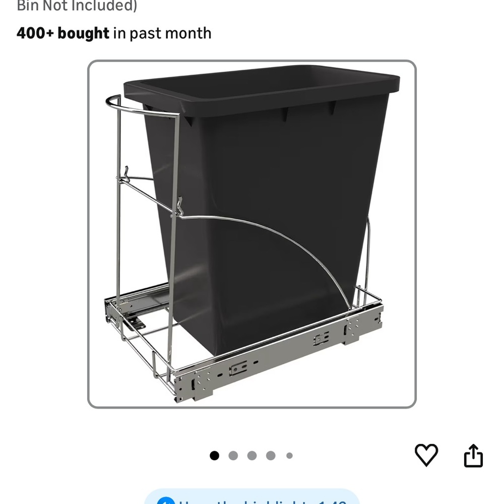 Pull out under sink trash can sliding